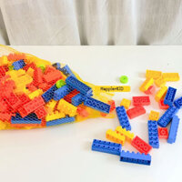 Lưới đồ chơi xếp hình sáng tạo 74 chi tiết 1 KG Hoàng Thu, có bánh xe, nhựa nguyên sinh siêu bền