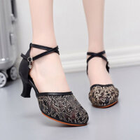 Lưới Latin Giày Khiêu Vũ Nữ Trưởng Thành Vuông Giày Khiêu Vũ Đế Mềm Tình Bạn Khiêu Vũ Mùa Xuân 2.184