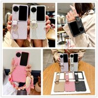 Lưới Lưới Lấp Lánh Bling Bao Da Có Giá Đỡ Nhẫn Cho Oppo Find N3 N2 Flip Color Ốp Lưng PC Cứng