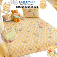 Lưới màu vàng trang bị tờ ga trải giường cỡ đơn bơ gấu mềm vỏ gối thiết kế hoạt hình nệm