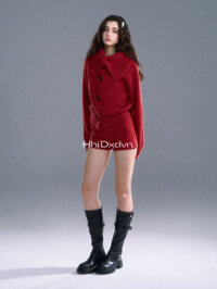 Lười Mềm Waxy Lớn Ve Áo Len Cardigan Ngắn Nút Sừng Áo Dệt Kim