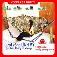 Lưới võng xếp hình lính mỹ cỡ đại hàng tiêu chuẩn Nhật Bản rất ngầu, vải võng dù 2 lớp lính mỹ dày rộng đầy phong cách