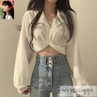 Luomandress Áo Sơ Mi Ngắn Hở Rốn Thắt Nơ Lưng Kiểu Pháp Sang Trọng Mùa Hè Cho Nữ