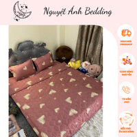 (LƯƠNG VỀ) � Bộ chăn hè ga gối 1m2 1m6 1m8 2m2 - set 5 món-Vải Cotton Poly mẫu Tim xước. Drap Poly Cotton Hàn Quốc