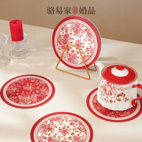 Luoyi 's Home {Romantic Rose} Tấm lót bàn bằng da chống bỏng dùng một lần Tấm lót bàn lễ hội tròn cách nhiệt Khăn trải bàn 1.10