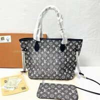 Lưu trữ miễn phí Lưu trữ miễn phí [có hộp] LV. Túi mua sắm Neverful Túi Tote Denim Túi xách mẹ Túi xách 47X29X13cm