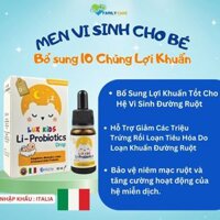 LUX KIDS LI-PROBIOTICS Men vi sinh 10 chủng Bổ sung lợi khuẩn, Cải thiện vi sinh đường ruột (Lọ 10ml) Nhập khẩu Italy