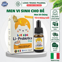 LUX KIDS LI-PROBIOTICS Men vi sinh 10 chủng Bổ sung lợi khuẩn, Cải thiện vi sinh đường ruột (Lọ 10ml) Nhập Italy