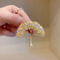 Luxur Vàng Pha Lê Cây Sự Sống Thổ Cẩm Dành Cho Nữ Kim Cương Giả Cây Huy Hiệu Ve Áo Chân Vật Áo Phù Hợp Với Trang Trí Trang Sức