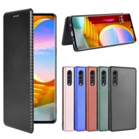 Luxury Carbon Fiber PU Leather Casing LG Velvet 5G / 4G Magnetic Flip Cover LG LM-G900N LM-G900EM LM-G910EMW Wallet Case Card Holder Stand
