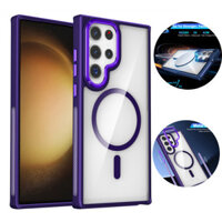 Luxury Transparent Magnetic Charge Phone Case Acrylic Hard Cover For Samsung S25 Ultra S24 Plus S23 FE S22 A16 A06 Shockproof Protection Casing