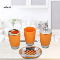 [Lv] Bộ lưu trữ bàn chải đánh răng và kem đánh răng Bộ phân phối kem dưỡng da Bộ phụ kiện phòng tắm 4 món kèm bàn chải đánh răng Chai kem dưỡng da và hộp xà phòng lý tưởng cho người mua Đông Nam Á