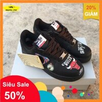 LV-NEW ⚡ [XẢ KHO] (Full box) Giày AIR FORCE 1 supreme chicago bulls đen [ĐEP CHUẨN ] 🔥 ✔️ : : : 🔥 XIÊU RẺ ☯ $  ཾ