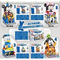 LW 708  CẢNH ĐƯỜNG PHỐ DISNEY 4 LÂU ĐÀI TƯỞNG TƯỢNG MICKEY THÀNH GIẢI TRÍ MINNIE CỬA HÀNG ĐỒ UỐNG LẠNH VỊT DONALD BÁNH PIZZA NGỐC NGHẾCH bộ đồ chơi xếp lắp ráp ghép mô hình City MINI CITY Thành Phố 2993 khối