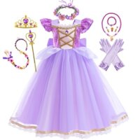 Lxaa belle rapunzel Đầm Hóa Trang Công Chúa Tóc Dài Xinh Đẹp Và Quái Vật Cho Bé Gái d82