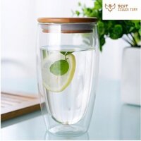 Ly 2 lớp thủy tinh vân gỗ cao cấp 450ML Nhật Bản