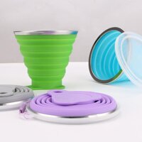 Ly 270 Ml Cốc Du Lịch Inox Dẻo Silicone Có Thể Thu Vào Gấp Ly Kính Thiên Văn Ốp Ly Cà Phê Thể Thao Ngoài Trời Cốc Nước