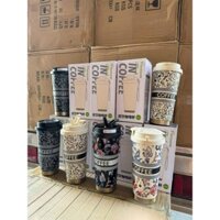 Ly Cốc Giữ Nhiệt Hoạ Tiết Hoa Lá Dung Tích 500ml Có Kèm Ống Hút Chất Liệu inox 316