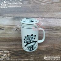 Ly cốc lọc trà cá nhân gốm sứ Bát Tràng - Hoa sen chuồn