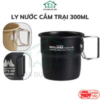 Ly, cốc nước cắm trại hợp kim nhôm 300ml có tay cầm có thể gập lại Dành cho du lịch Đi bộ đường dài - SGTOOLS