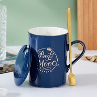 Ly cốc sứ có nắp BEST MOOD viền vàng cực đẹp