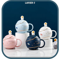 Ly cốc sứ có nắp hình phi hành gia vũ trụ dễ thương kèm muỗng