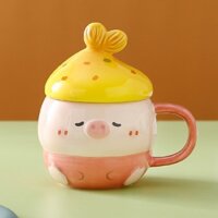 Ly Cốc Sứ Hình Chú Heo 401-500ML Xinh Xắn - Có Nắp