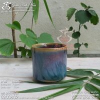 Ly cốc sứ không quai uống trà cafe men hỏa biến Hồng Tuyết