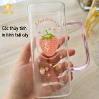Ly cốc thủy tinh chịu nhiệt, Cốc nước thủy tinh có nắp gỗ kèm ống hút 350ml- Shop10k -SP005362