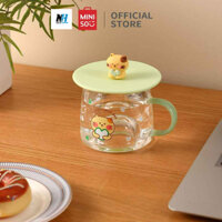 Ly Cốc Thủy Tinh Uống Nước Đẹp MINISO 300ML Có Nắp Đậy Nắp Thẩm Mỹ Dễ Thương Nhập Khẩu Singapore