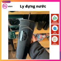 Ly đựng nước Stabucks bình tone màu đen nhựa 2 lớp dung tích 710ml kèm ống hút