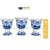 Ly Đựng Quả Phật Thủ Bằng Sứ Men Trắng Vẽ Sen Xanh Gốm Sứ Bát Tràng Cao Cấp