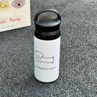 ly giữ nhiệt 350ml inox 316 Chai nước di động in hình mặt cười động vật hoạt hình dễ thương đơn giản