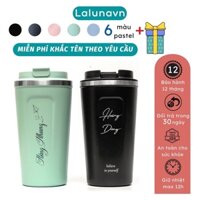 Ly giữ nhiệt 510ml KHẮC TÊN cốc ly coffee Lalunavn inox 304, bình giữ nhiệt 12h tặng Sticker trang trí