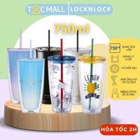 Ly Giữ Nhiệt 750ml Locknlock 2 Lớp Kèm Ống Hút Và Cây Cọ Rửa Ống Hút, Cốc Giữ Nhiệt 750ml HAP507BLK HAP507BLU HAP507IVY HAP507YEL HAP522BLU HAP522VOL – T2Cmall