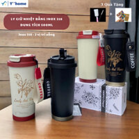 Ly giữ nhiệt bằng Inox 316 dung tích 530ml, Ly nước 2 vị trí uống, có ống hút, Dây xách, sơn tĩnh điện