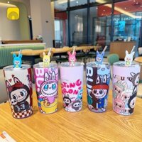 Ly giữ nhiệt  bầu LABUBU 500ml [KÈM ỐNG HÚT INOX VÀ STICKER GẮN ỐNG HÚT-Tặng túi đựng ly trong suốt] bình  nước