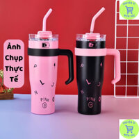 Ly Giữ Nhiệt Black Pink Tặng Kèm Ống Hút Bình Giữ Nhiệt Inox Cao Cấp Cốc Giữ Nhiệt Có Tay Cầm COC06