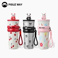 Ly giữ nhiệt cà phê PISUZ WAY 710ml/24oz inox 304 dung tích lớn  ô tô panda dễ thương