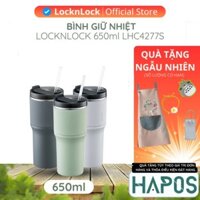 Ly giữ nhiệt cho xe hơi 650ml LocknLock Chính hãng có nắp, Kèm ống hút, giữ nóng lạnh lâu LHC4277S - HAPOS OFFICIAL