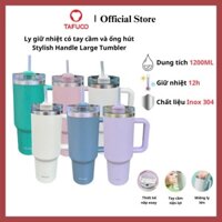 Ly giữ nhiệt có tay cầm TAFUCO 1187ml Inox 304 + kèm ống hút ( màu trắng và màu xanh)