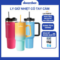 Ly Giữ Nhiệt Có Tay Cầm và Ống Hút LA FONTE, dung tích 1200ml, Inox 304, nhựa PP, ron silicone