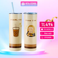 Ly giữ nhiệt con ong, Cốc giữ nhiệt có ống hút inox 304 RITA STORE - Ly nước giữ nhiệt 650ml hai lớp chống va đập