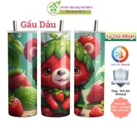 Ly giữ nhiệt cute mẫu Gấu Dâu Cute, Cốc giữ nhiệt inox 304 không gỉ 600ml, Bình giữ nhiệt thiết kế theo yêu cầu, Link2