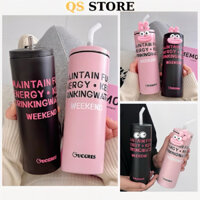 Ly Giữ Nhiệt Dễ Thương Kèm Ống Hút Cốc Giữ Nhiệt 650ML Bình Giữ Nhiệt Inox Cầm Tay COC30