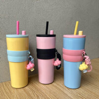 Ly Giữ Nhiệt FUN 710ml Inox 316 Cao Cấp Có Ống Hút Có Quai Xách Tiện Lới ( Tặng Kèm Móc Khóa Cute )