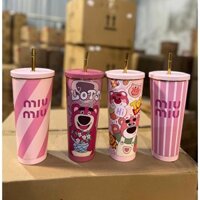 Ly giữ nhiệt gấu dâu họa tiết 750ml