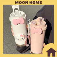 Ly giữ nhiệt Hello Kitty 520ml có quai xách (Kèm sticker như ảnh ), cốc giữ nhiệt nóng lạnh inox 316 cao cấp có ống hút