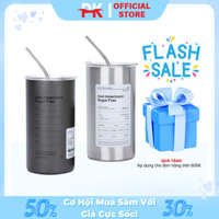 Ly giữ nhiệt iced Americani dung tích 600ml có ống hút, Bình đựng nước giữ nhiệt inox 304