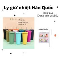 Ly giữ nhiệt inox 304 màu trơn kèm ống hút inox 750ML
